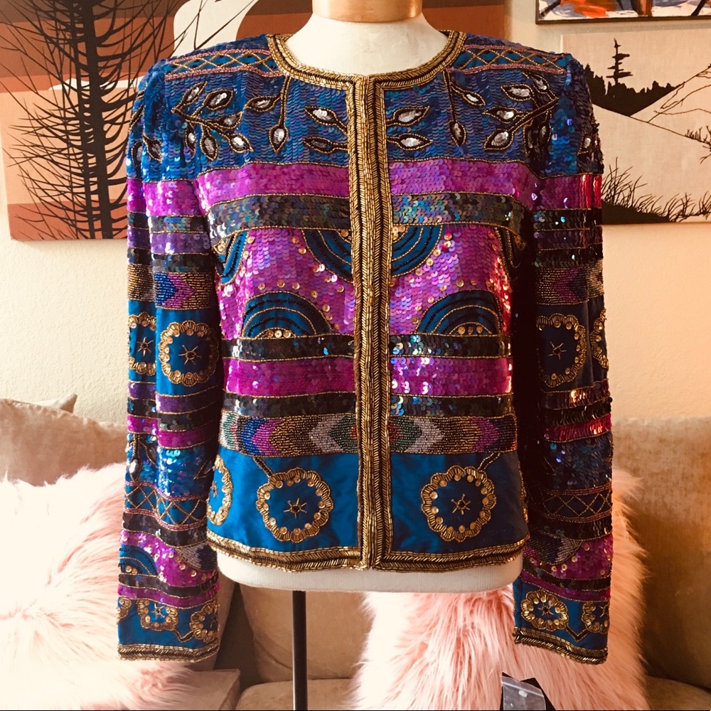 Leslie Fay Evening sequined & beaded jacket